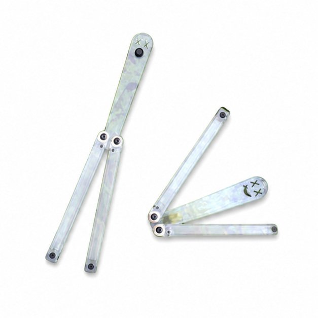 17653-main-white-clean.jpg Transparent Butterfly Knife Uncut Training Knife Folding Knife Flinging Knife Plastic pc Squid Smiley Joker