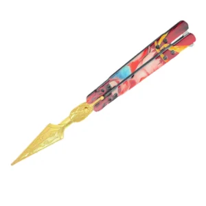 Nezha surrounding the Devil Boy Conquers the Sea figure Leng Feng butterfly knife unsharpened 22CM metal craftsNezha surrounding the Devil Boy Conquers the Sea figure Leng Feng butterfly knife unsharpened 22CM metal crafts