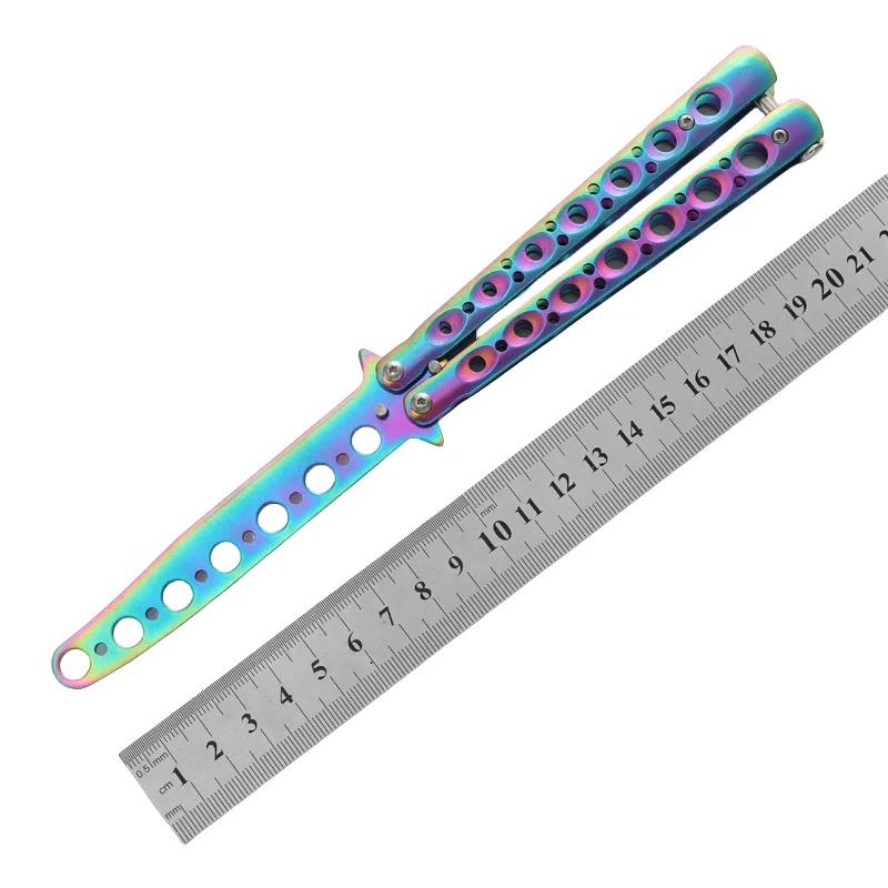 O1CN01ZCqMeR1ZkIpVZ0hP7_2213250073232-0-cib-7.webp CSGO butterfly knife CS butterfly knife novice practice knife butterfly comb toy practice knife full steel unsharpened